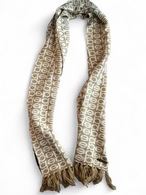 Bebe Gold Monogram Metallic Knit Scarf